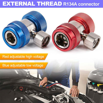 2pcs R134A AC Manifold Adapter Set, High Low Coupler Connector