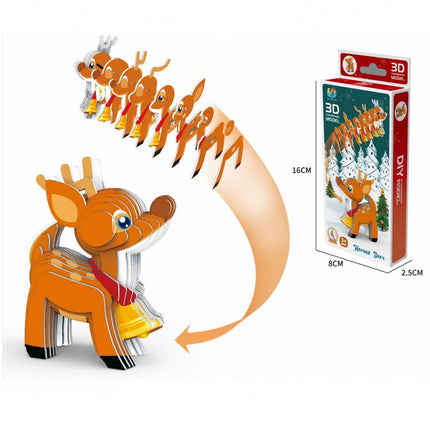 DIY Reindeer 3D Model Puzzle Christmas Craft Kit for Holiday Decor