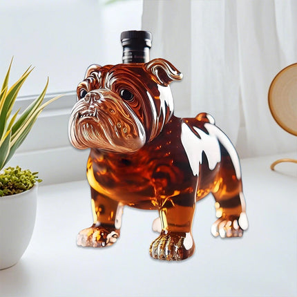Funny Bulldog-Shaped Whiskey Bottle, Unique Glass Liquor Decanter