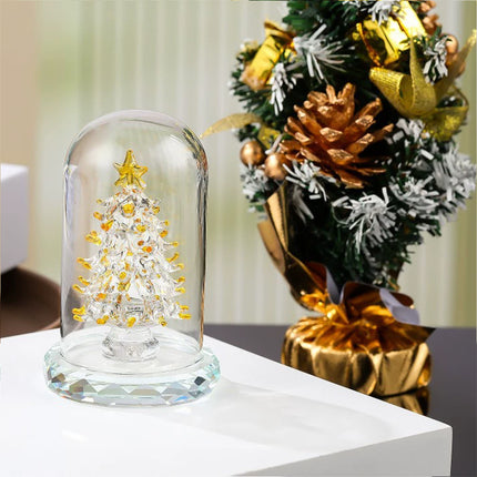Cute Crystal Tree Figurine 3D Statue Christmas Miniature Home Decor Cover