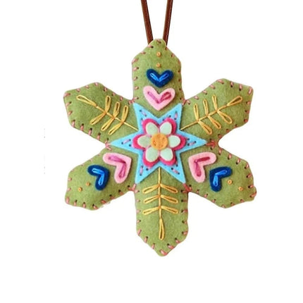4PCS Random Color Finished DIY Christmas Snowflake Felt Ornament Kit