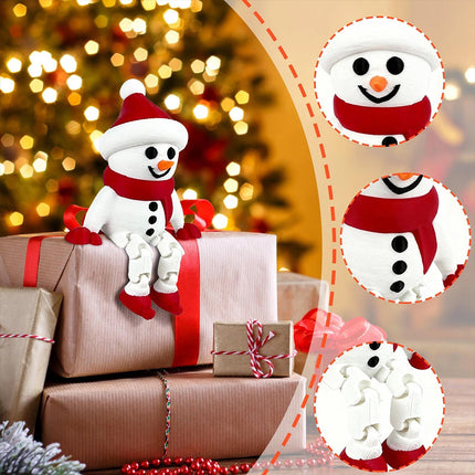 2PCS Christmas 3D Printed Snowman Flexible Festive Tabletop Xmas Gift