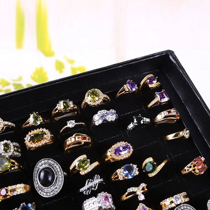 100-Slot Jewelry Ring Earring Storage Box Display Organizer Tray, No Rings