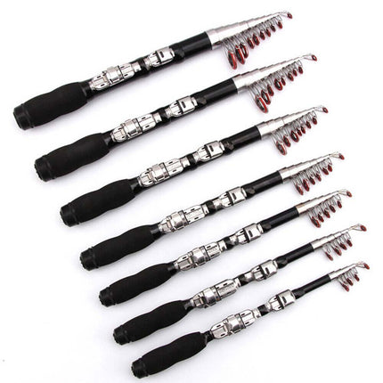 Portable Carbon Fiber Telescopic Fishing Rod Travel Spinning Pole Sea Fresh
