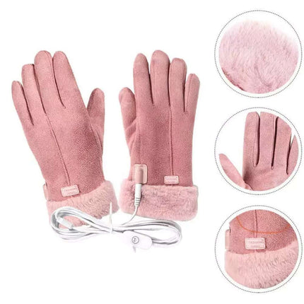 USB Heated Gloves Women Hand Warmer Ladies Winter Warm Gloves