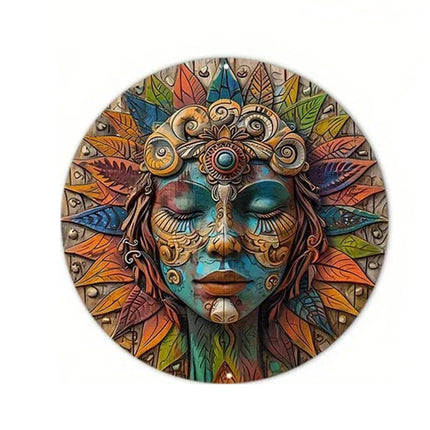 Circular Wooden Wall Art, Garden Wall Decor, Boho Witchy Hanging Gift 20cm