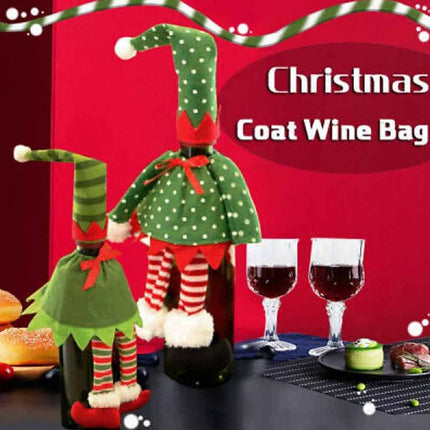 4Pcs Christmas Santa Hat Bottle Toppers Wine Bottle Cover Xmas Table Decor