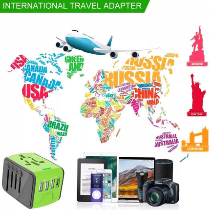 Universal Travel Adapter 3.4A: 3 USB + Type-C, Fast Charging