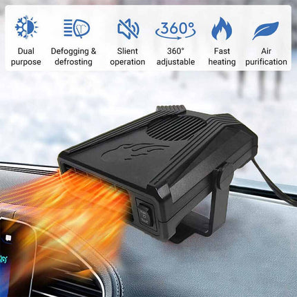 Portable 12V 150W Electric Car Heater, Cooling Fan & Defogger/Defroster