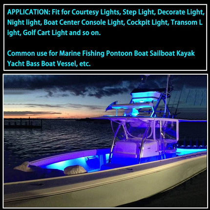 10Pcs Marine Boat 6LED Deck Courtesy Lights Waterproof Blue Stern Transom