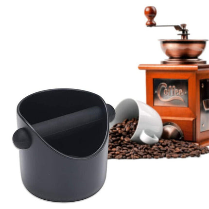 Coffee Waste Container with Knock Bar & Tamper Tube, Black Bucket for Barista