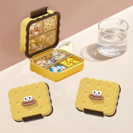 7 Compartment Cute Pill Box, Waterproof Mini Pill Case for Damp-Proof Travel