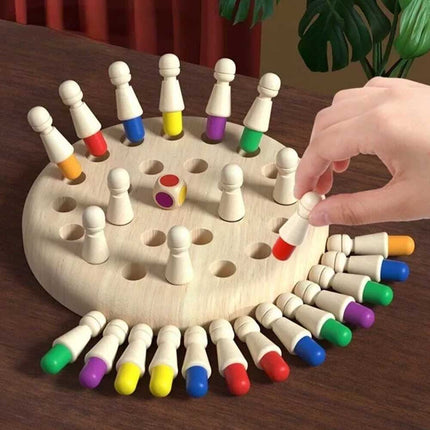 Wooden Memory Match Stick Chess Game Board Puzzle Montessori Toy