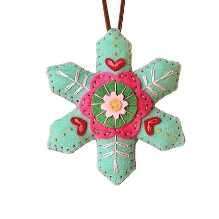 4PCS Random Color Finished DIY Christmas Snowflake Felt Ornament Kit