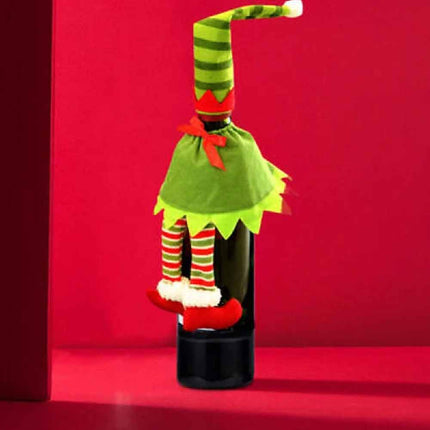 4Pcs Christmas Santa Hat Bottle Toppers Wine Bottle Cover Xmas Table Decor