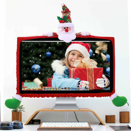 Christmas Computer Monitor Cover Xmas Decoration for Office Decor