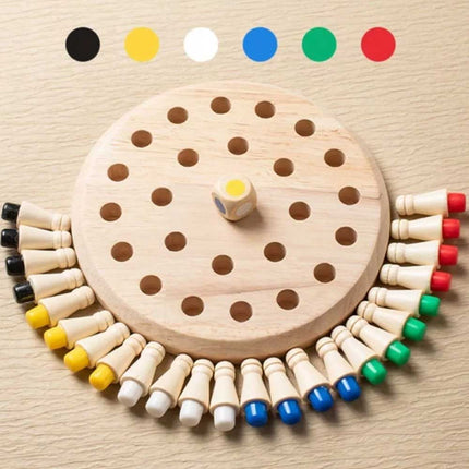 Wooden Memory Match Stick Chess Game Board Puzzle Montessori Toy