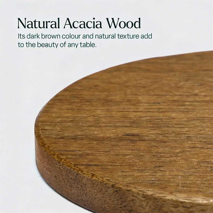 Wooden Round Coasters Set of 6 Acacia Wood for Drinks Coffee Tea Home Dining