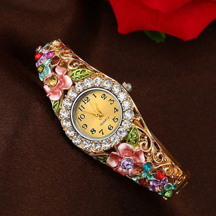 Elegant Rhinestone Bracelet Watch for Women, Analog Wristwatch