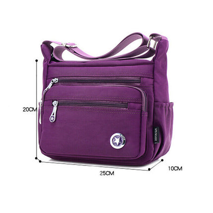 Canvas Messenger Bag Women Multi Pockets Cross Body Shoulder Handbag