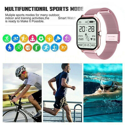 Bluetooth Smart Watch Pink Heart Rate Monitor for iPhone Android Men Women