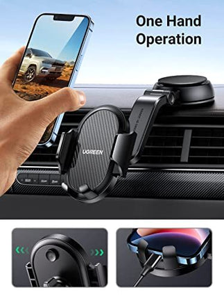 UGREEN Phone Car Mount with Dashboard Suction, Fits 4.7-7.2" Phones
