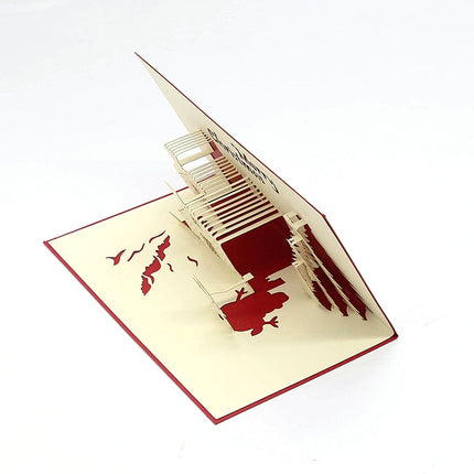 Festive 3D Pop-Up Christmas Card – Snowy Cottage Holiday Greeting Card