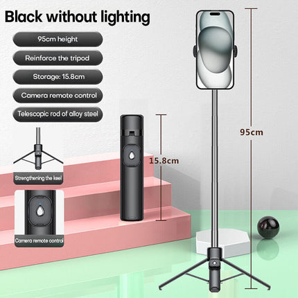 Bluetooth Wireless Selfie Stick Tripod Extendable with Fill Light Universal