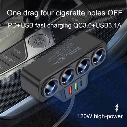 4 Way 12V 24V Car USB Charger Splitter Cigarette Lighter Power Adapter