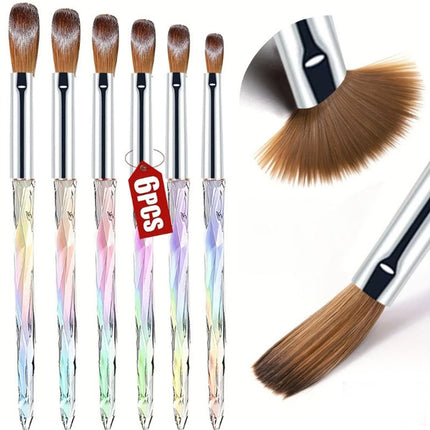 6Pcs Kolinsky Sable Nail Brush Set for Acrylic Powder, New Design