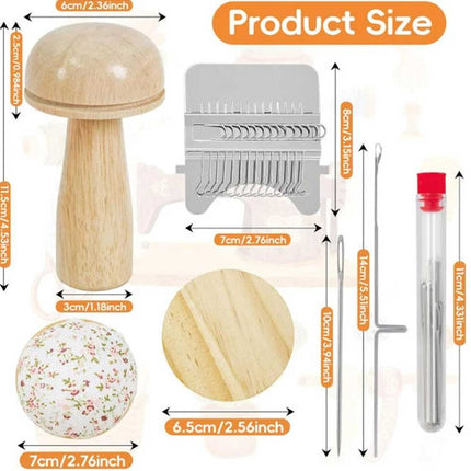 Mushroom Darning Loom Mini Knit Patch Kit DIY Weaving Repair Tool