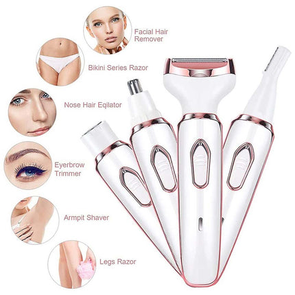 4 in 1 Women's Electric Shaver Cordless Rechargeable Painless Bikini Trimmer