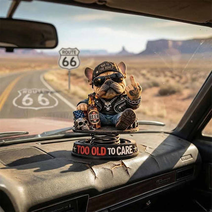 Funny Resin Bulldog Nodding Head Dashboard Bobblehead Too Old To Care