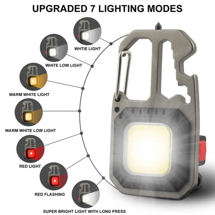 1x USB Rechargeable LED COB Work Light Mini Magnetic Keychain Torch Lamp