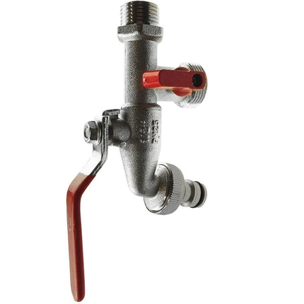 High Quality 1/2" BSP Double Outlet Garden Tap Brass Nickel Plated Automatic