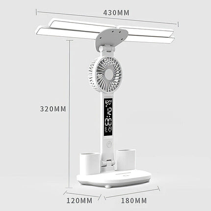 4-in-1 LED Desk Lamp with Fan, Dimmable Reading Light & Night Lamp