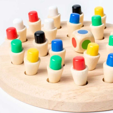 Wooden Memory Match Stick Chess Game Board Puzzle Montessori Toy