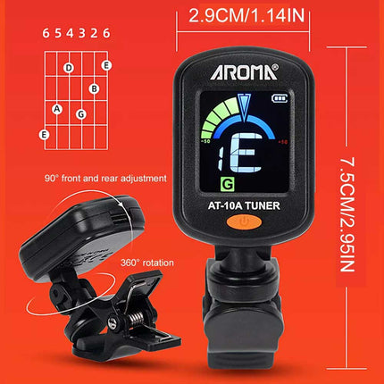 Rechargeable Digital Guitar Tuner – Clip-on Chromatic Tuner for Acoustic Guitar & Violin