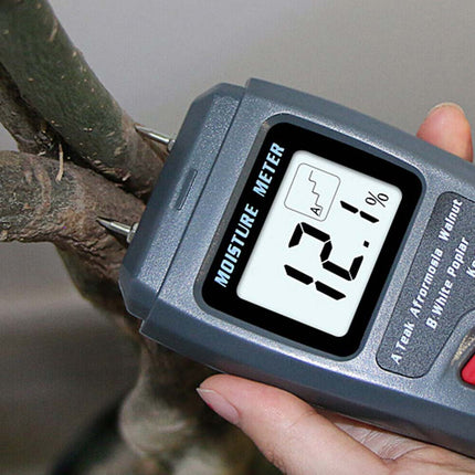 Digital Wood Moisture Meter 2-Pin Damp Detector for Firewood Testing