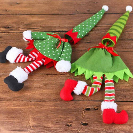 4Pcs Christmas Santa Hat Bottle Toppers Wine Bottle Cover Xmas Table Decor
