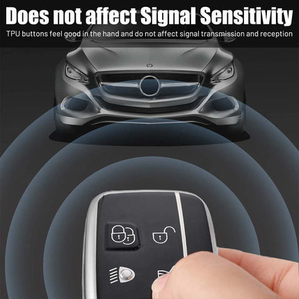 For Land Rover Range Rover Sport Evoque Jaguar Key Fob Cover, Protective Silicone/Leather Shell Case with Keyring