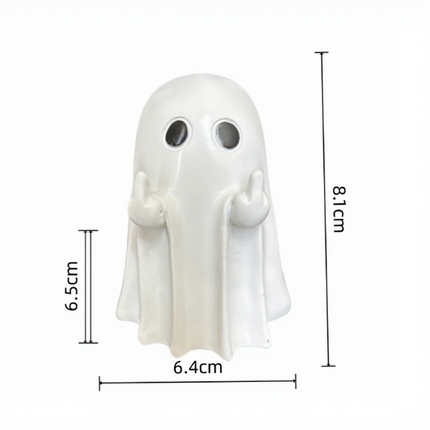Funny Middle Finger Ghost Statue 9CM Halloween Resin Figurine Home Decor