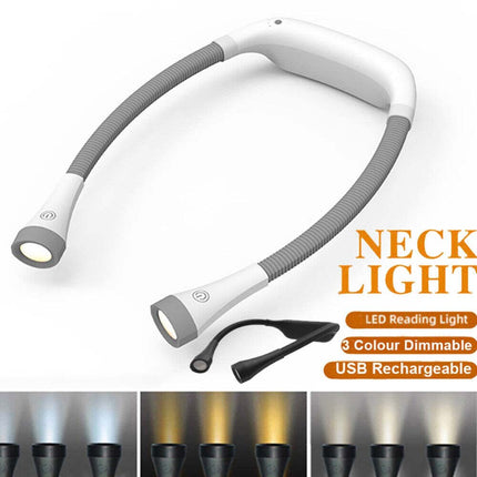 2000mAh USB Rechargeable LED Neck Reading Light, Hands-Free Bed Lamp