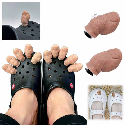 2PC 3D Funny Toe Shoe Charms, Hairy Big Toe Clog Decor Unique DIY Accessory