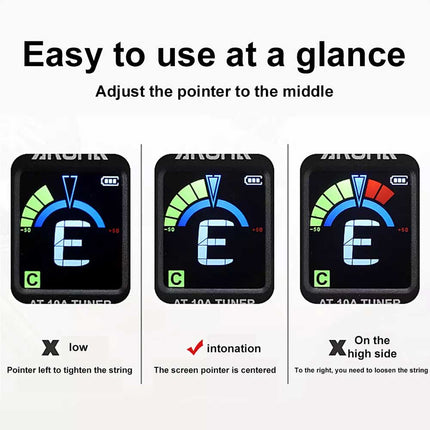 Rechargeable Digital Guitar Tuner – Clip-on Chromatic Tuner for Acoustic Guitar & Violin