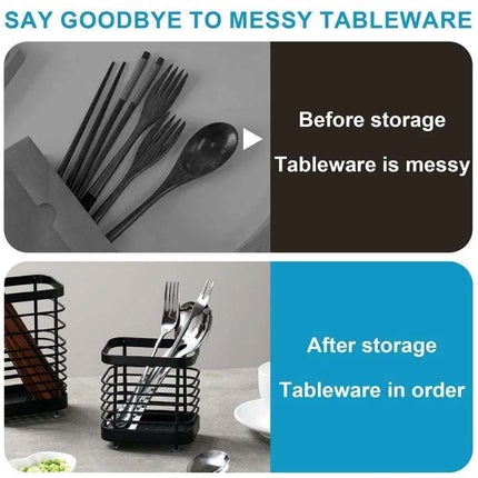 Stainless Steel Cutlery Holder & Kitchen Utensil Drainer Caddy Sink Tidy Stand