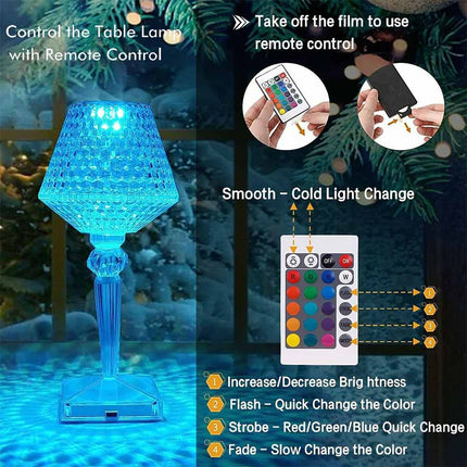 USB Rechargeable RGB Crystal Night Light Dimmable 16 Colors Bedside