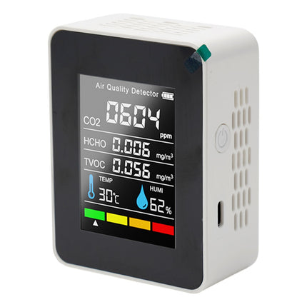 USB Rechargeable 5 in 1 Air Quality Monitor CO2 TVOC HCHO Temp Humidity
