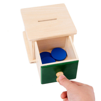 Wooden Object Permanence Box Coin Ball Toy Educational Early Learning