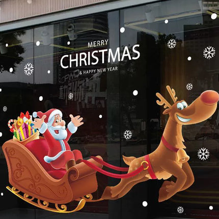 Santa Claus Sleigh Window Decal Xmas Glass Door Vinyl Home Decor